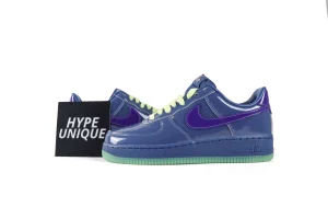 Air Force 1 Low QS Mystic Navy Grape Ice Patent Leather Sneakers Profile View