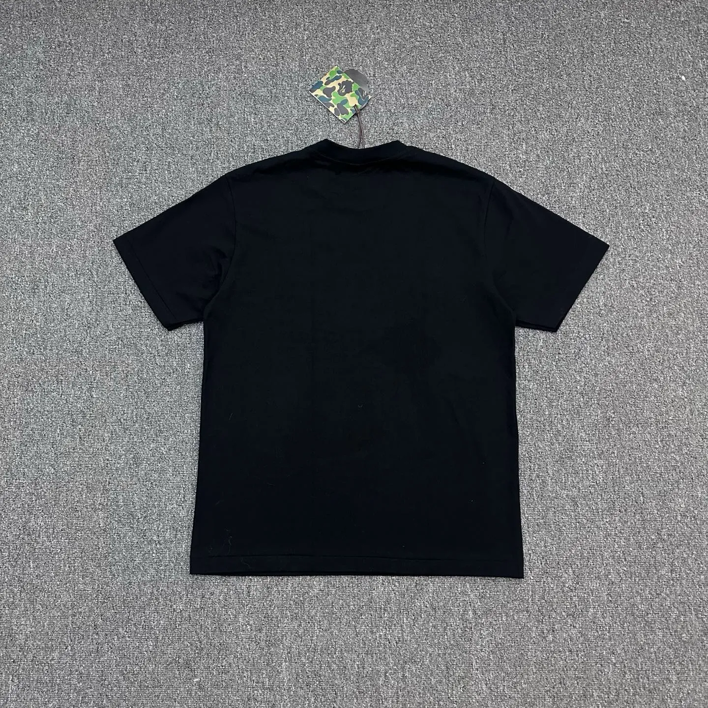 Back View BAPE Ape Head Plaid Logo Crew Neck T-Shirt