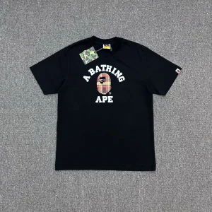 BAPE Ape Head Plaid Logo Crew Neck T-Shirt