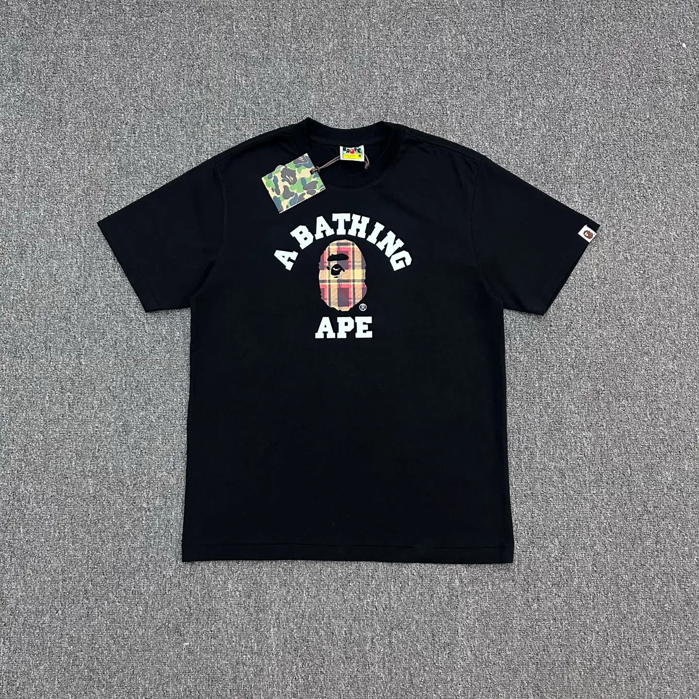 BAPE Ape Head Plaid Logo Crew Neck T-Shirt