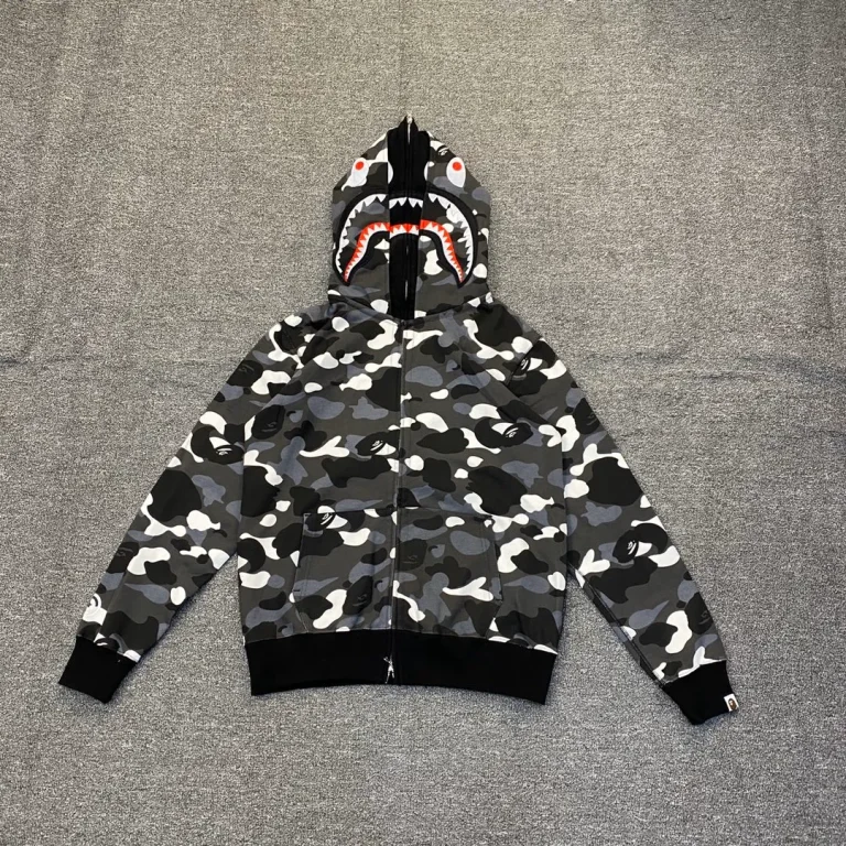 BAPE Camo Double Shark Glow-in-the-Dark Zip-Up Hoodie