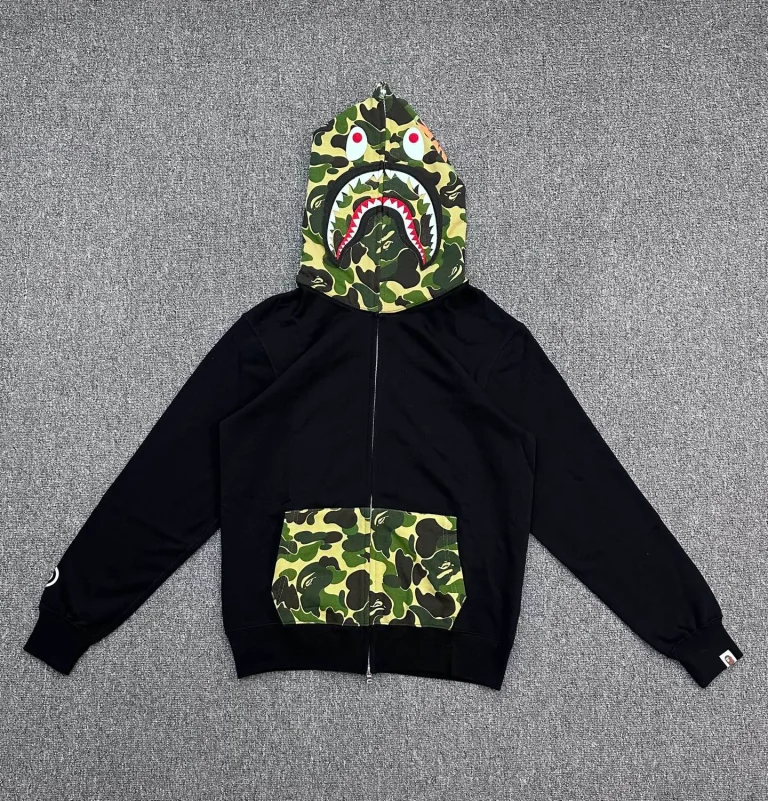 BAPE Camo Patchwork Full-Zip Shark Hoodie