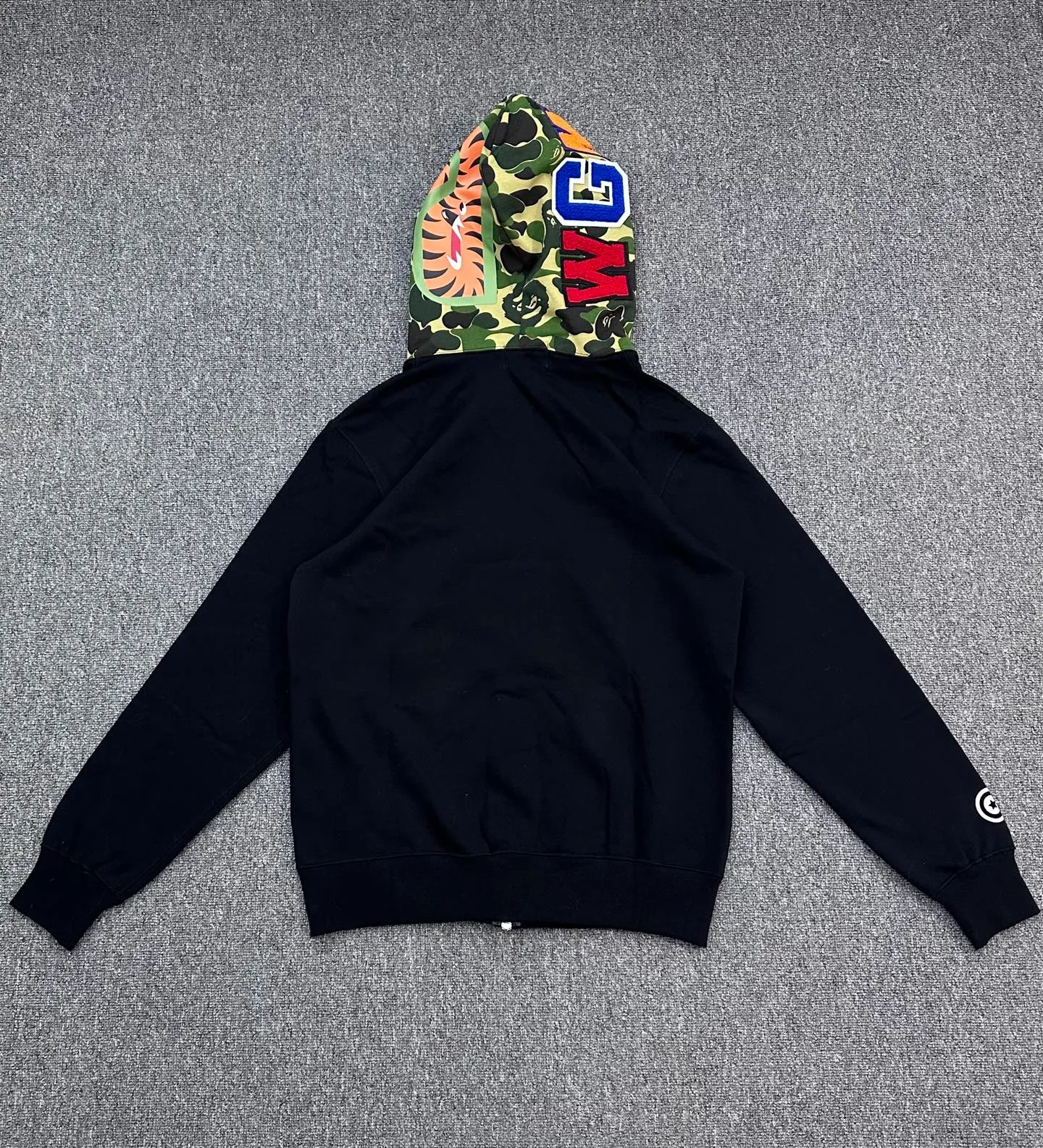 Back View BAPE Camo Patchwork Full-Zip Shark Hoodie