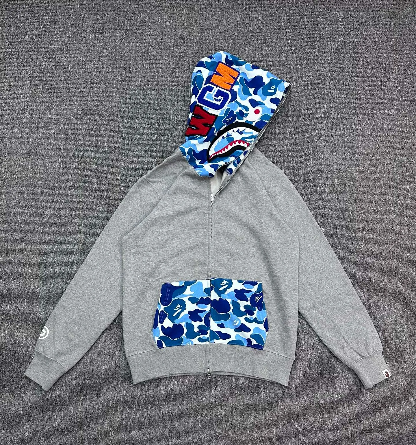 BAPE Camo Patchwork Full-Zip Shark Hoodie