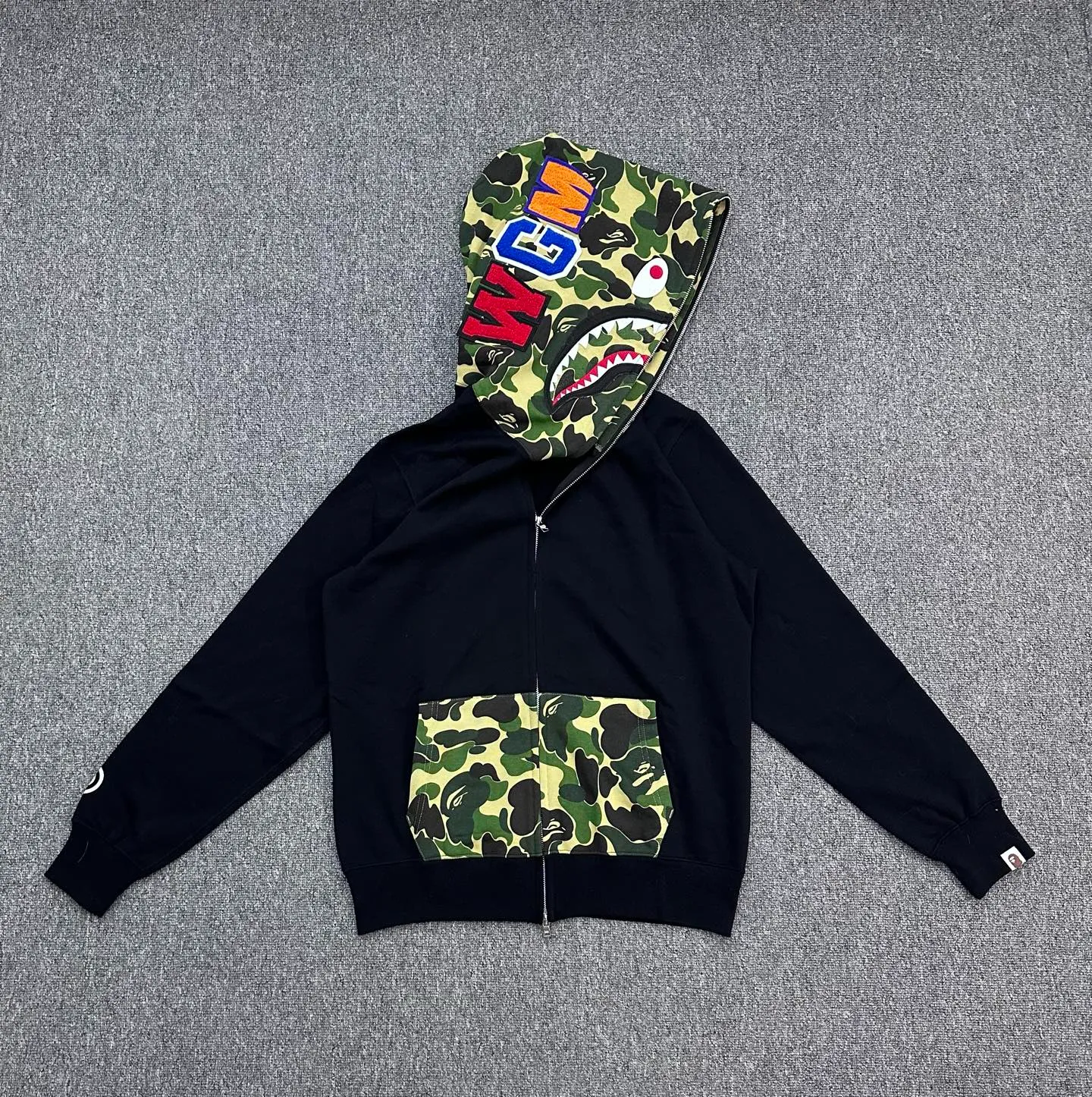BAPE Camo Patchwork Full-Zip Shark Hoodie