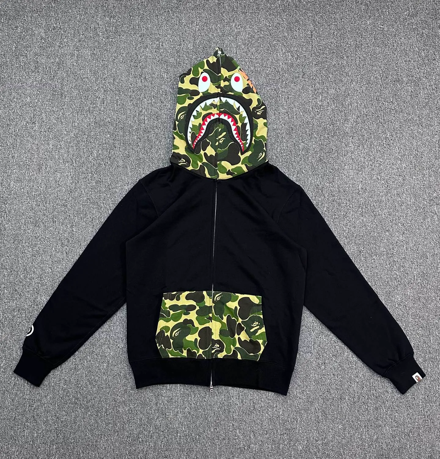 BAPE Camo Patchwork Full-Zip Shark Hoodie