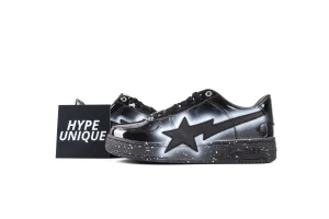 BAPE STA OS #2 Black Graffiti Patent Leather Sneakers Side Profile