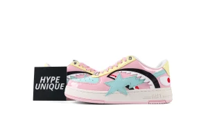BAPE STA OS Shark Pink Multicolor Patent Leather Sneakers Side Profile