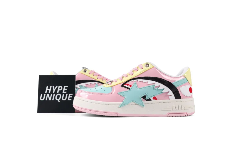 BAPE STA OS "Shark Pink Multicolor" Patent Leather Sneakers