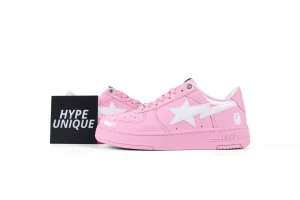 BAPE STA Pink White Patent Leather Sneakers Profile View