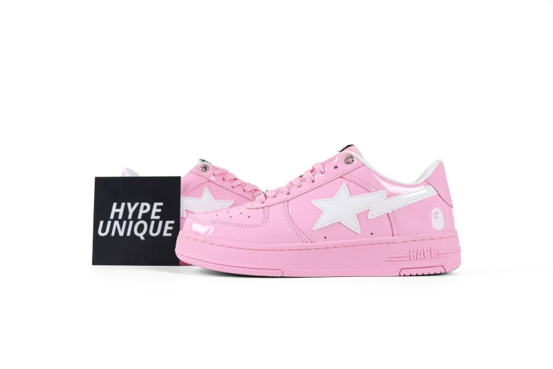 BAPE STA "Pink White" Patent Leather Sneakers