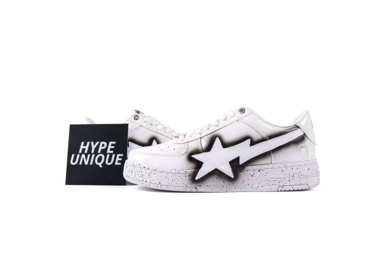 BAPE STA White Black Graffiti Sneakers Side Profile