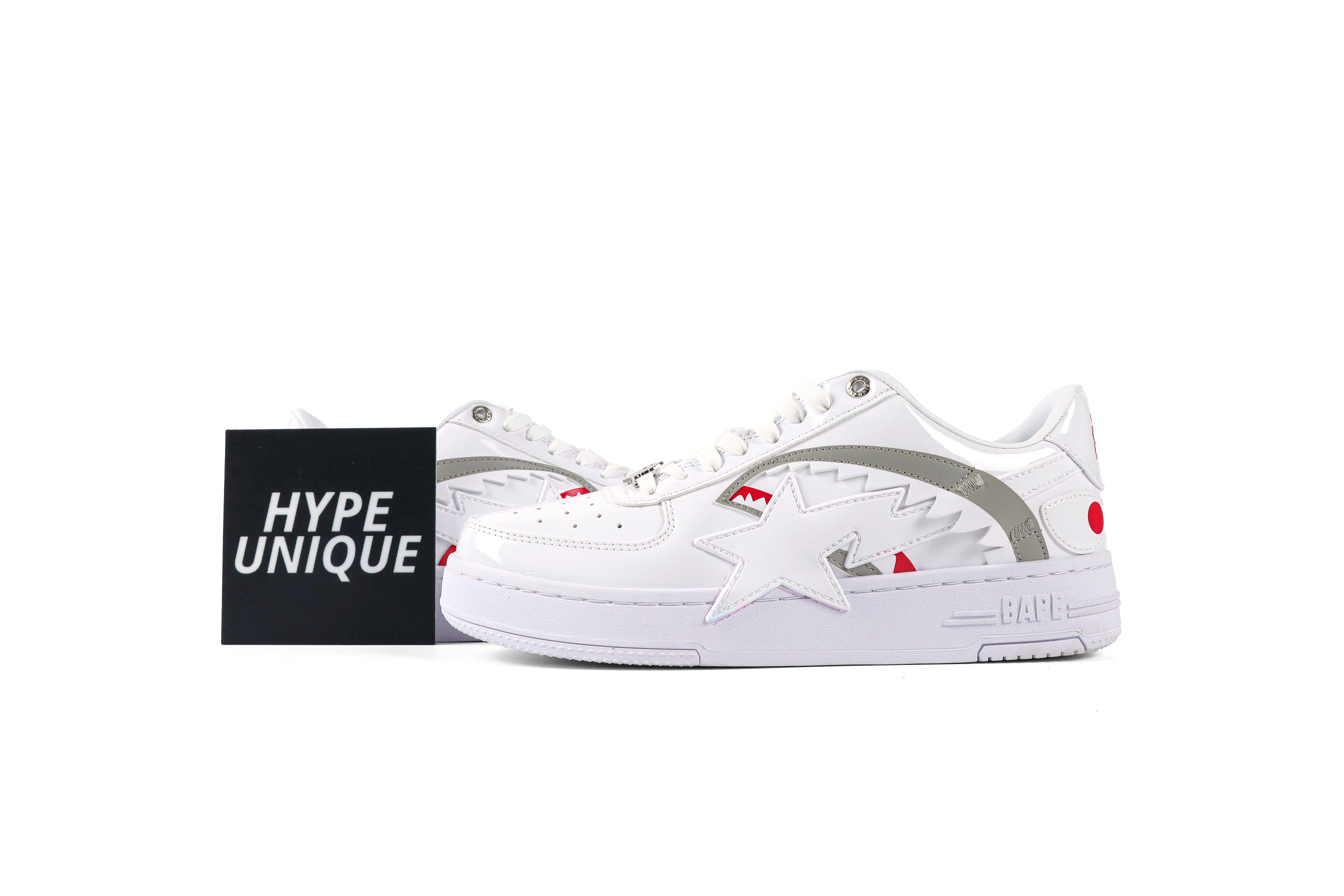 BAPE STA White Shark Patent Leather Sneakers Side Profile