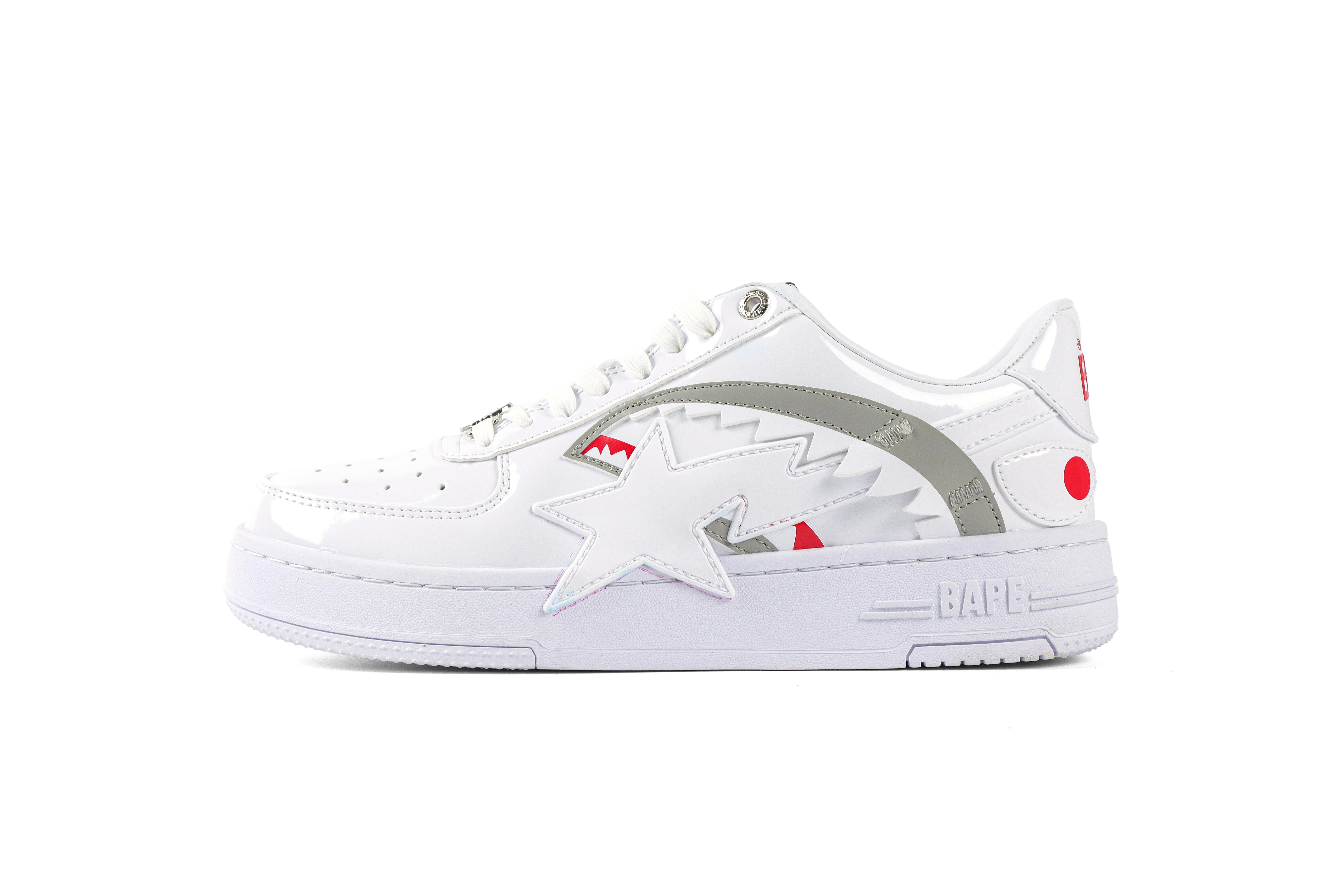 BAPE STA White Shark Patent Leather Sneakers Left side View