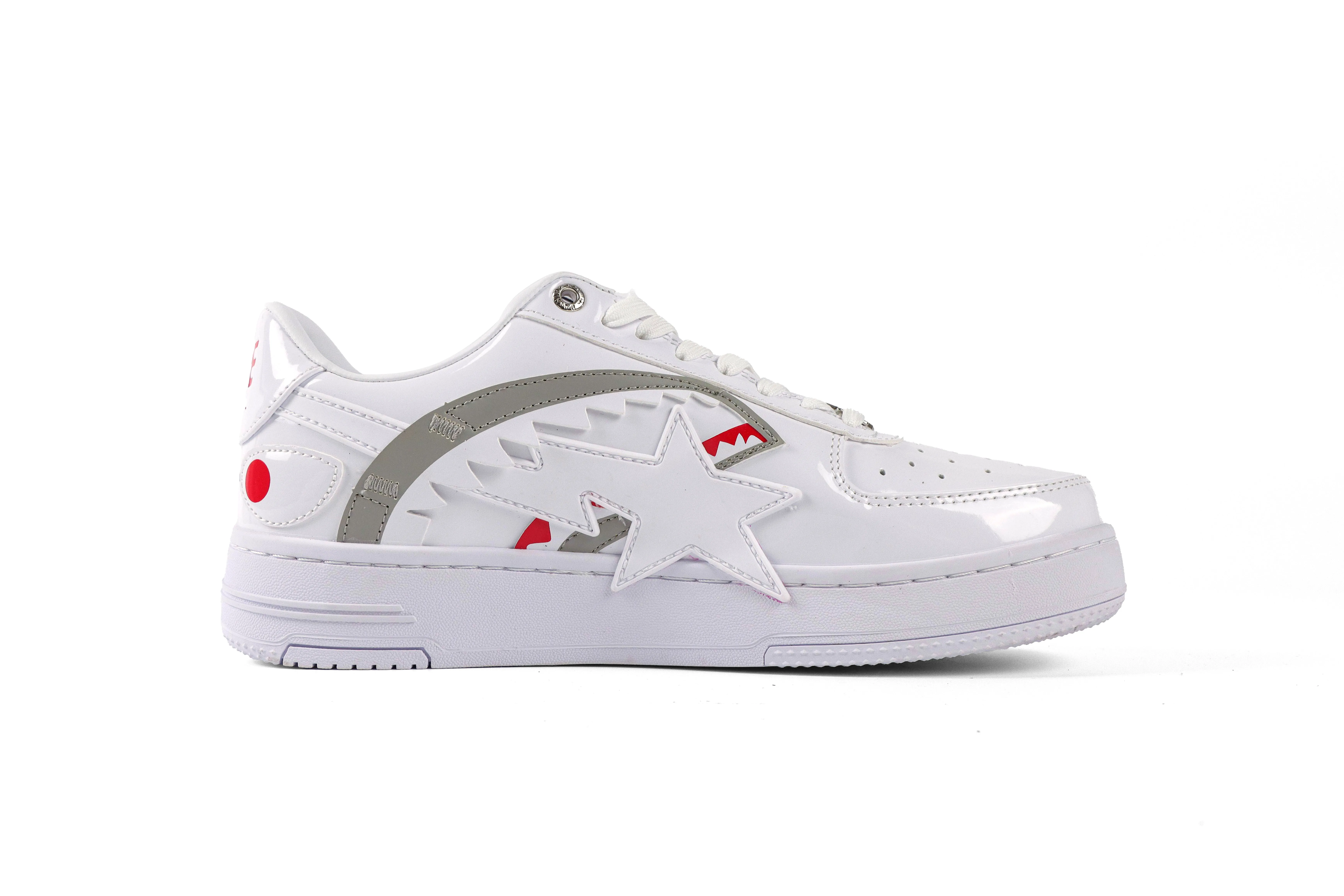 BAPE STA White Shark Patent Leather Sneakers Right Side View