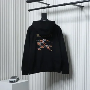 Back View BBR Check Hooded Cotton Terry Zip-Up Jacket