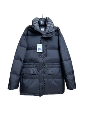 BBR Check Hooded Mid-Length Down Jacket (