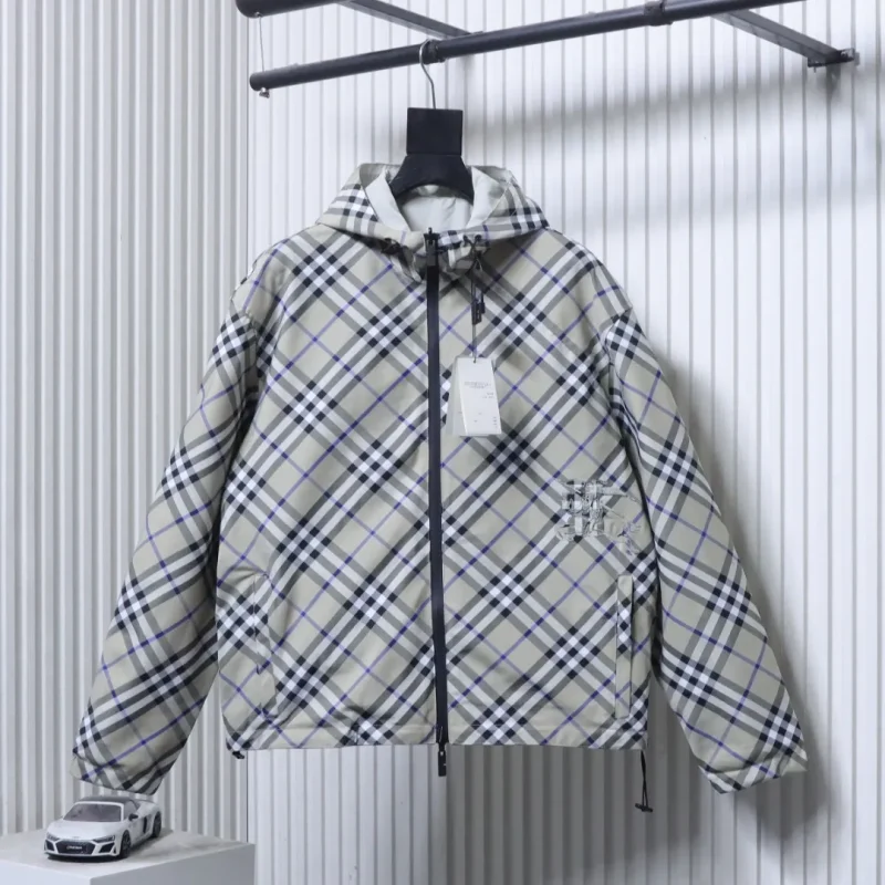 BBR Check Horse Appliqué Reversible Hooded Jacket