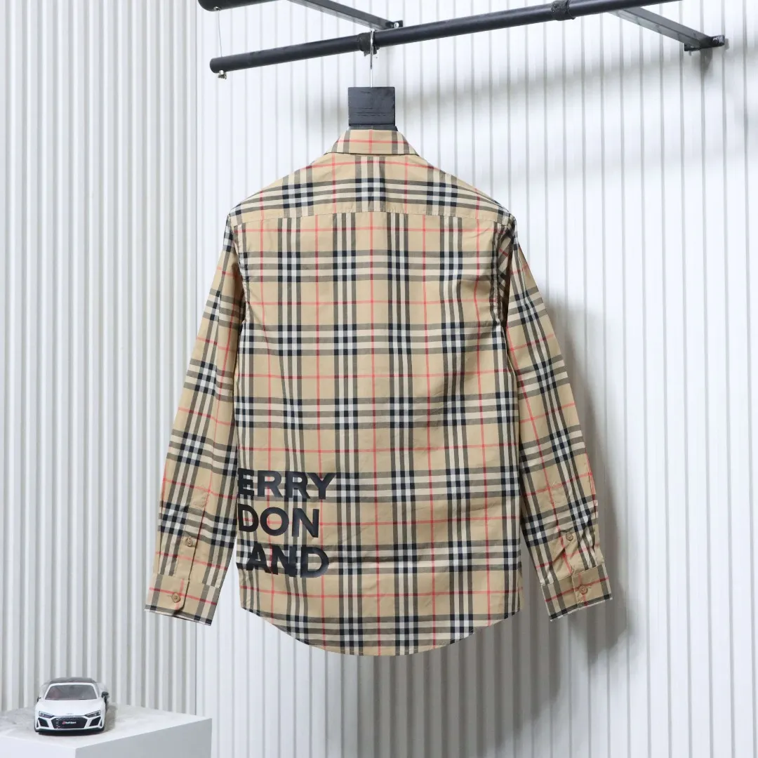 Back View BBR Check Logo Print Long Sleeve Shirt