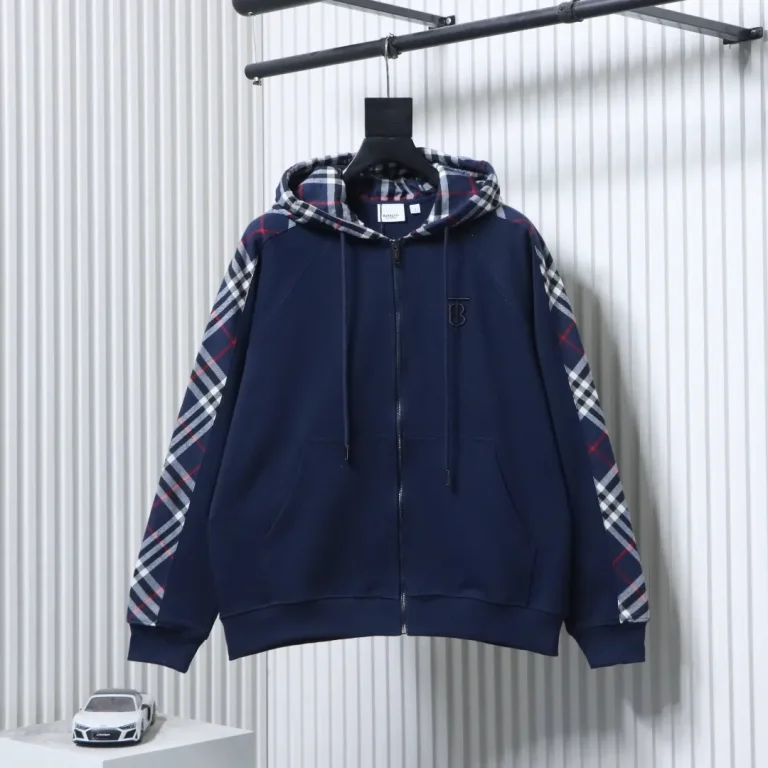 BBR Check Patchwork Embroidered Zip-Up Hoodie