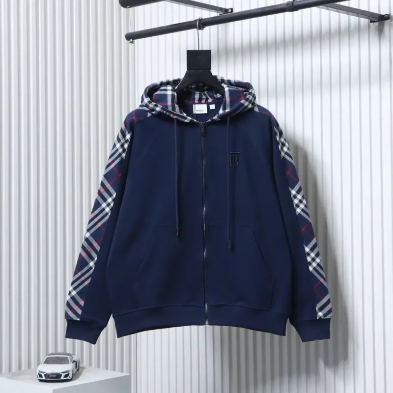 BBR Check Patchwork Embroidered Zip-Up Hoodie