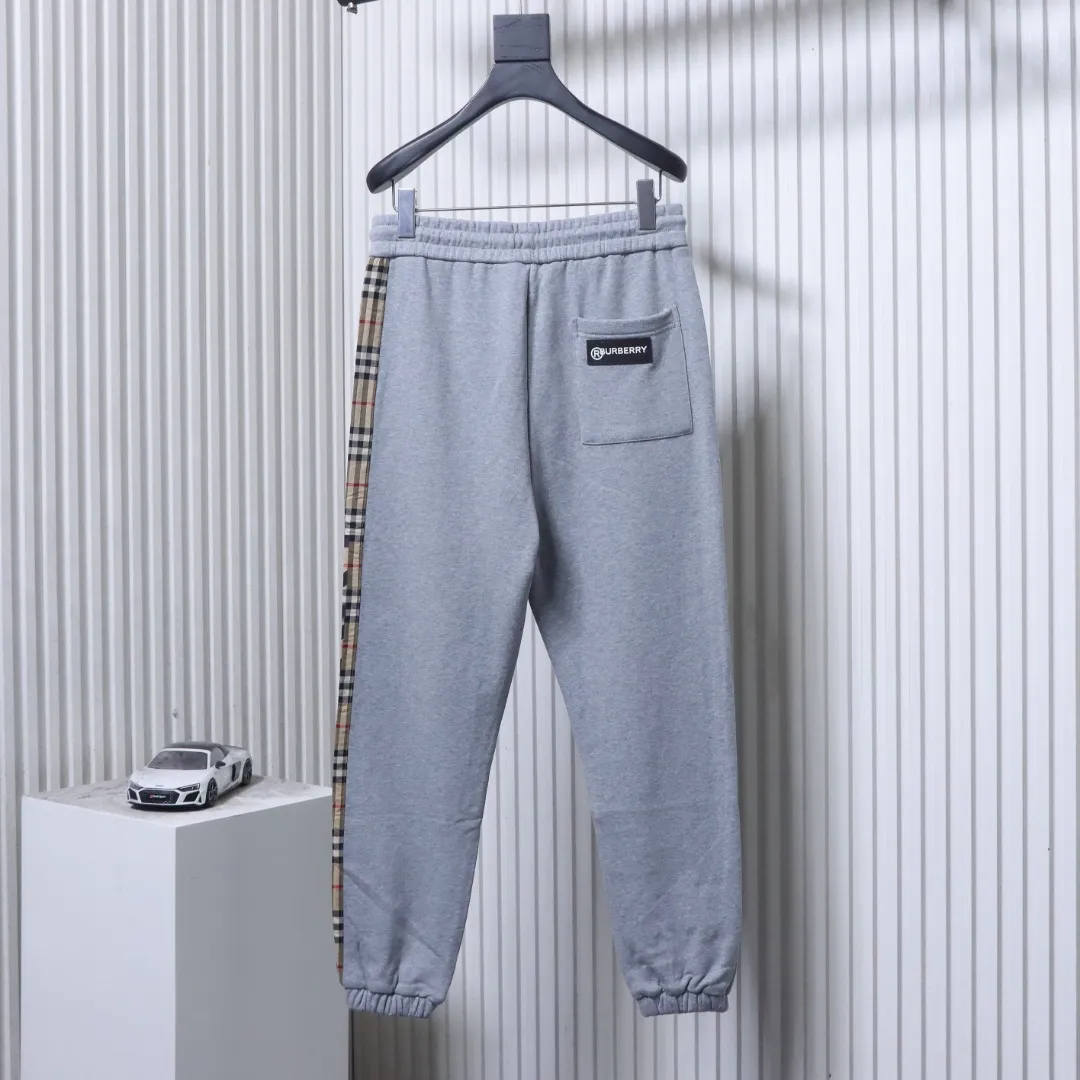 Back View BBR Check Side Panel Cotton Trousers