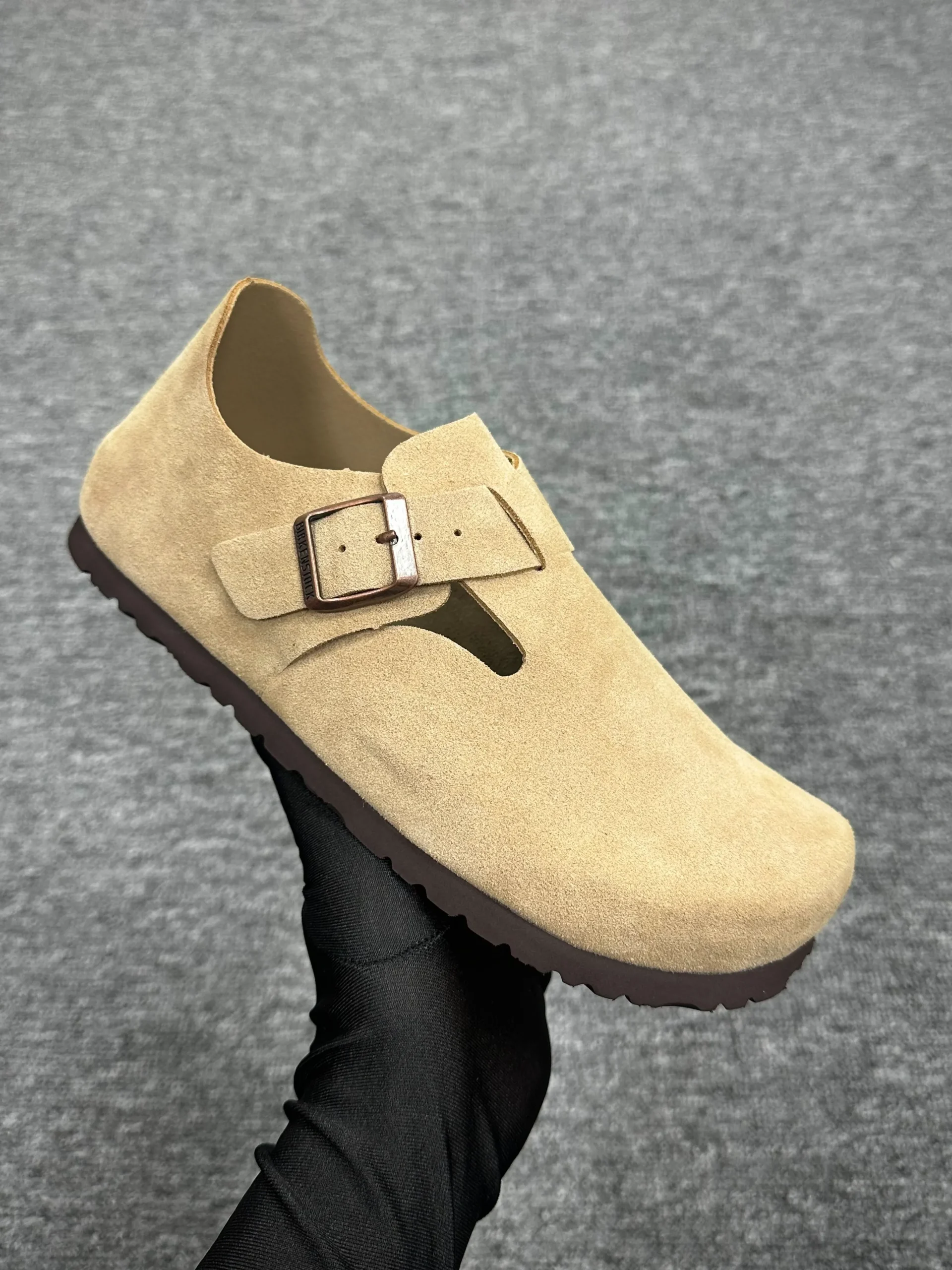 BK London Taupe Suede Closed-Toe Shoes Angeled View