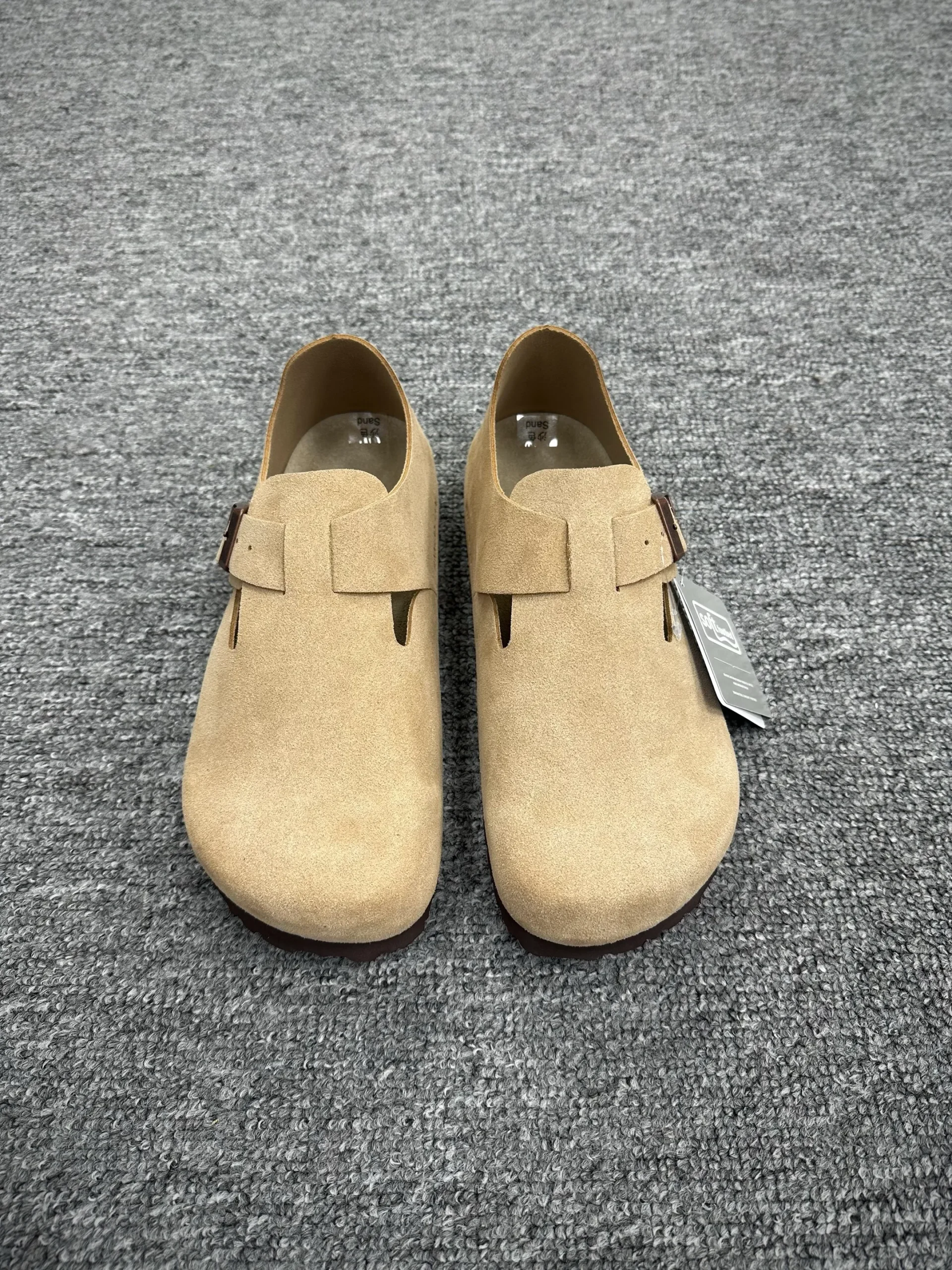 BK London Taupe Suede Closed-Toe Shoes Front View