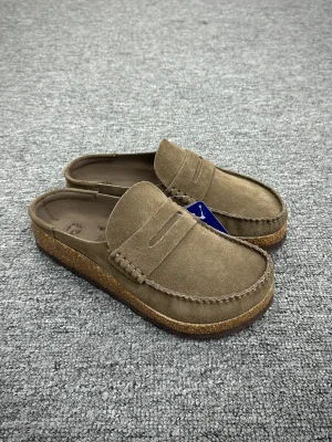 BK Naples Wrapped Taupe Suede Loafer Clogs Angeled View