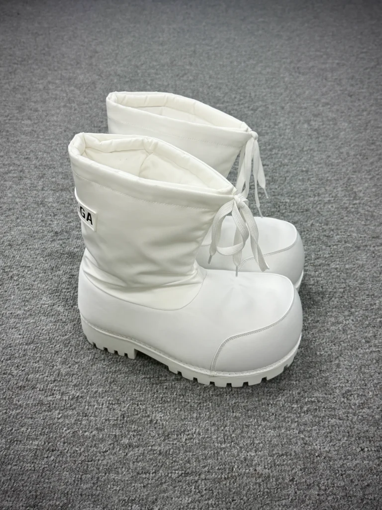 BLCG Alaska White Nylon Snow Boots Angeled View