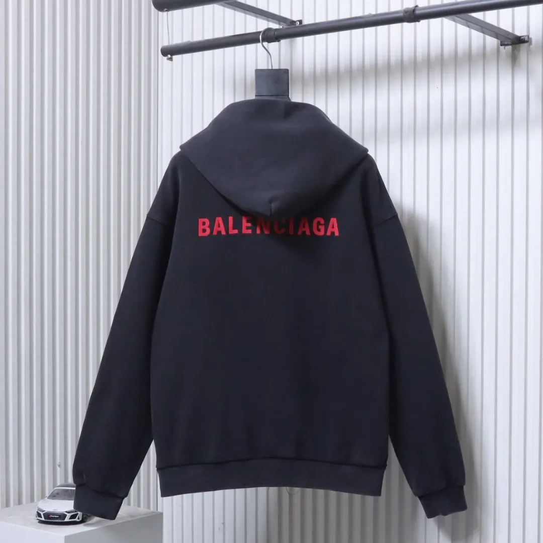 Back View BLCG Distressed Embroidered Zip-Up Jacket