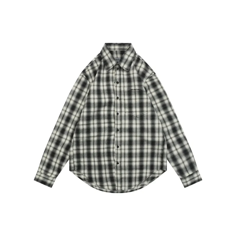 BLCG Paris Logo Black and White Check Long-Sleeve Shirt