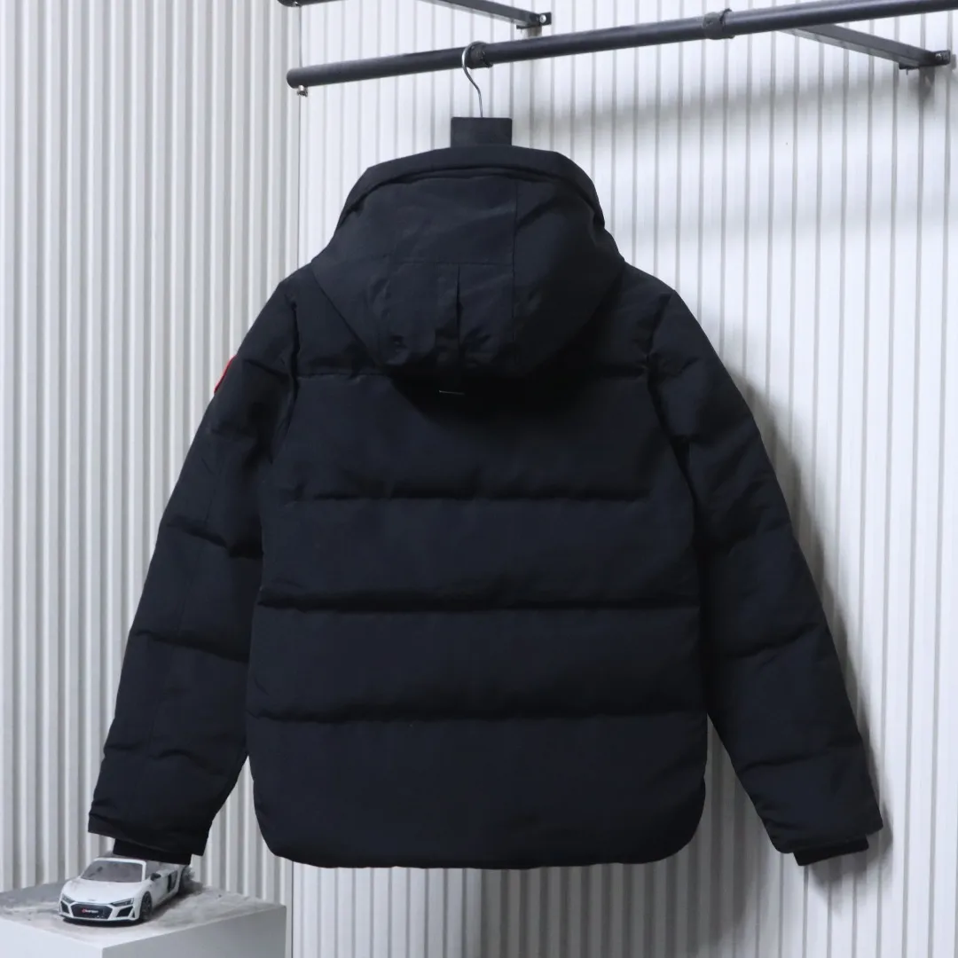 Back View C.G. Classic Hooded Red Patch Down Jacket