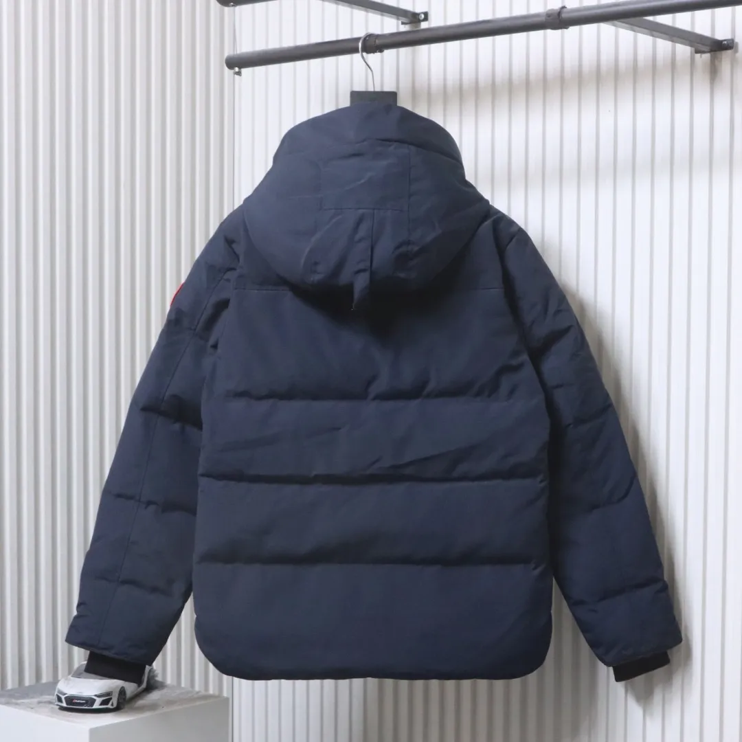 Back View C.G. Classic Hooded Red Patch Down Jacket