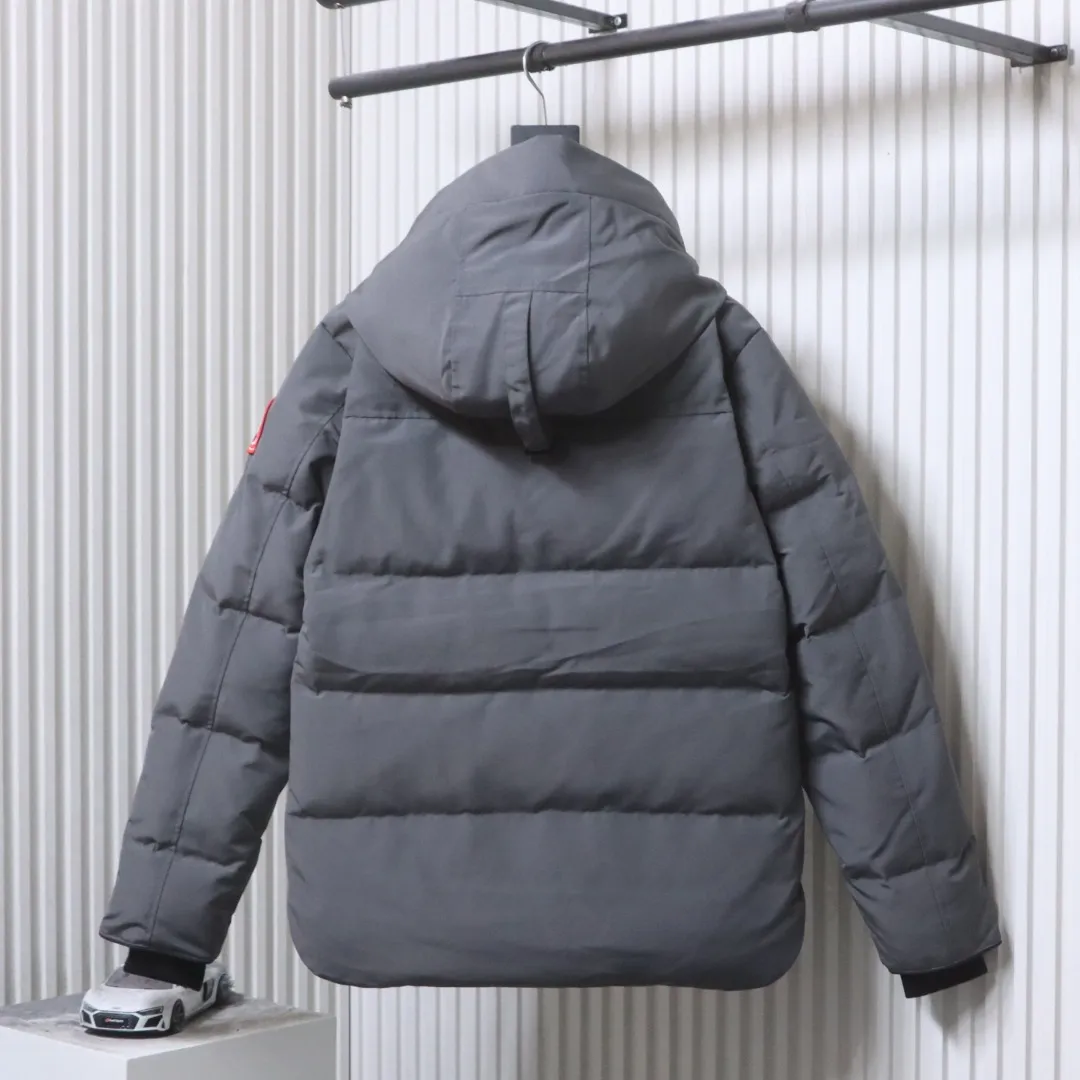 Back View C.G. Classic Hooded Red Patch Down Jacket
