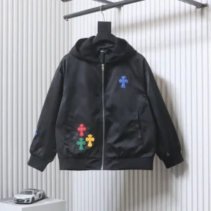 CH Colorful Cross Patchwork Zip-Up Hooded Jacket