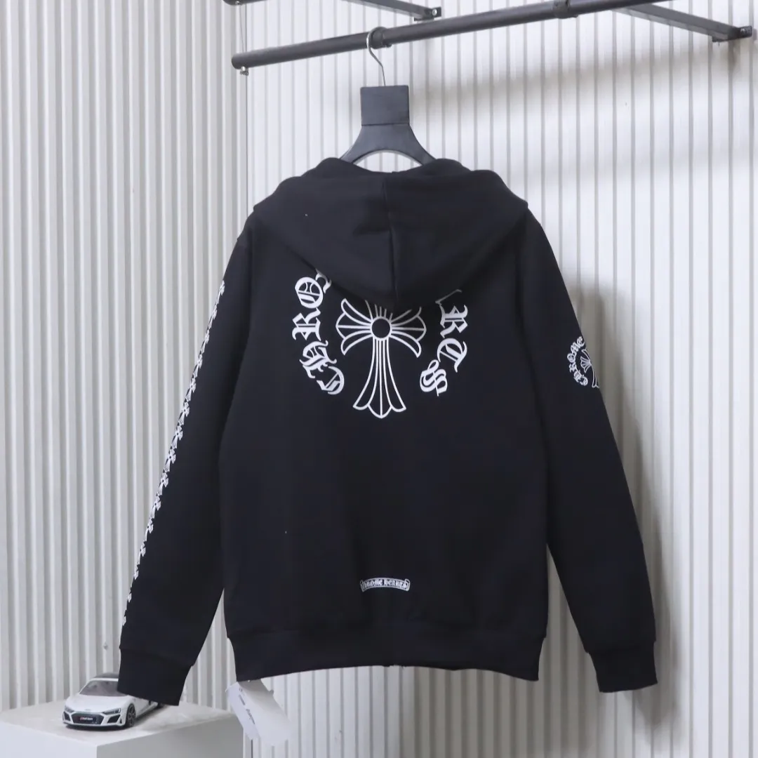 Back View CH Cross Logo Zip-Up Hoodie