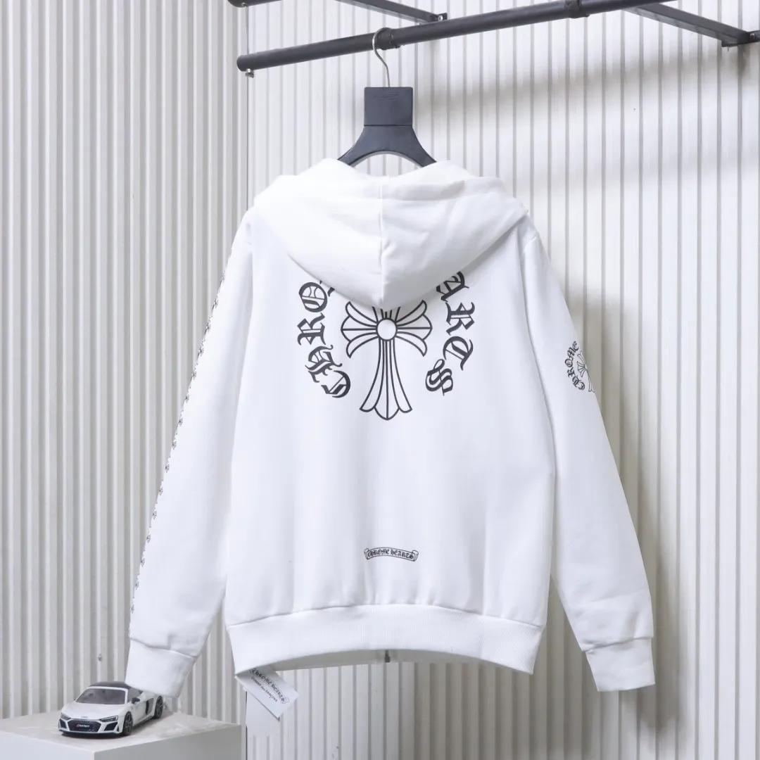 Back View CH Cross Logo Zip-Up Hoodie