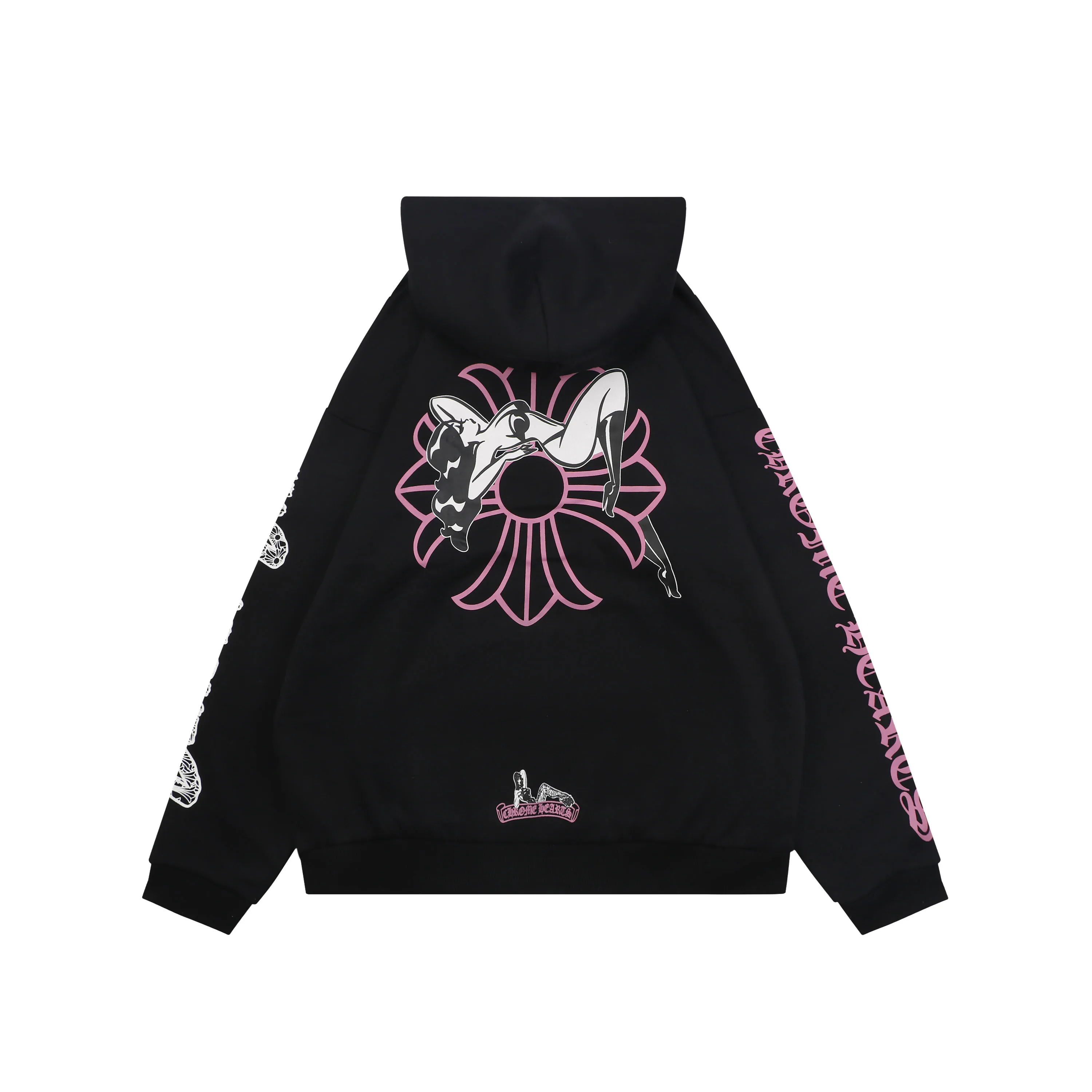 Back View CH Doll Print Vintage Washed Hoodie