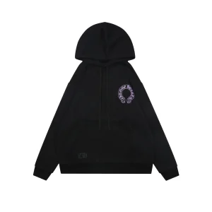 CH Glitter Cross Floral Sleeve Sanskrit Hoodie