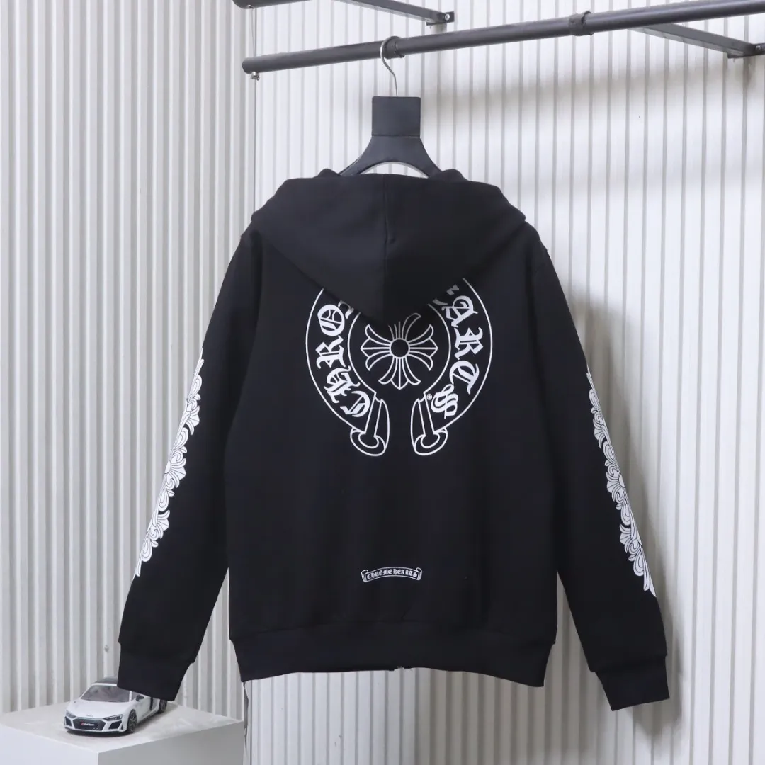 Back View CH Kirin Arm Print Zip-Up Hoodie
