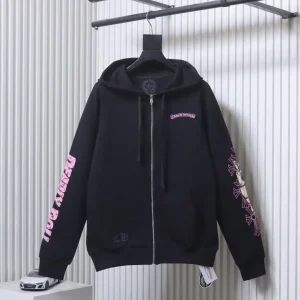 CH Pink Roller Cross Print Zip-Up Hoodie