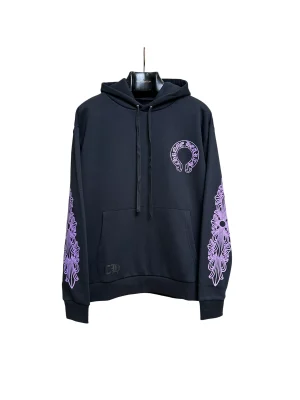 CH Purple Glitter Gothic Print Hoodie