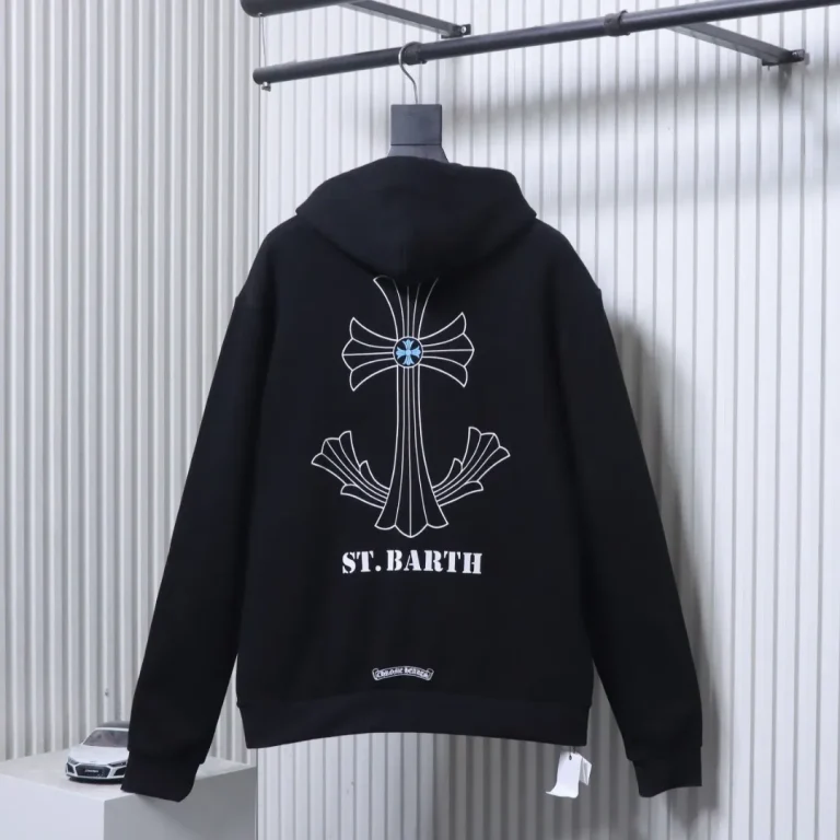 Back View CH St. Barth Cross Print Hoodie