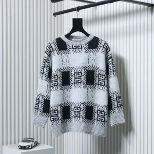 GVC All-Over Checkered Mohair Jacquard Knit Sweater