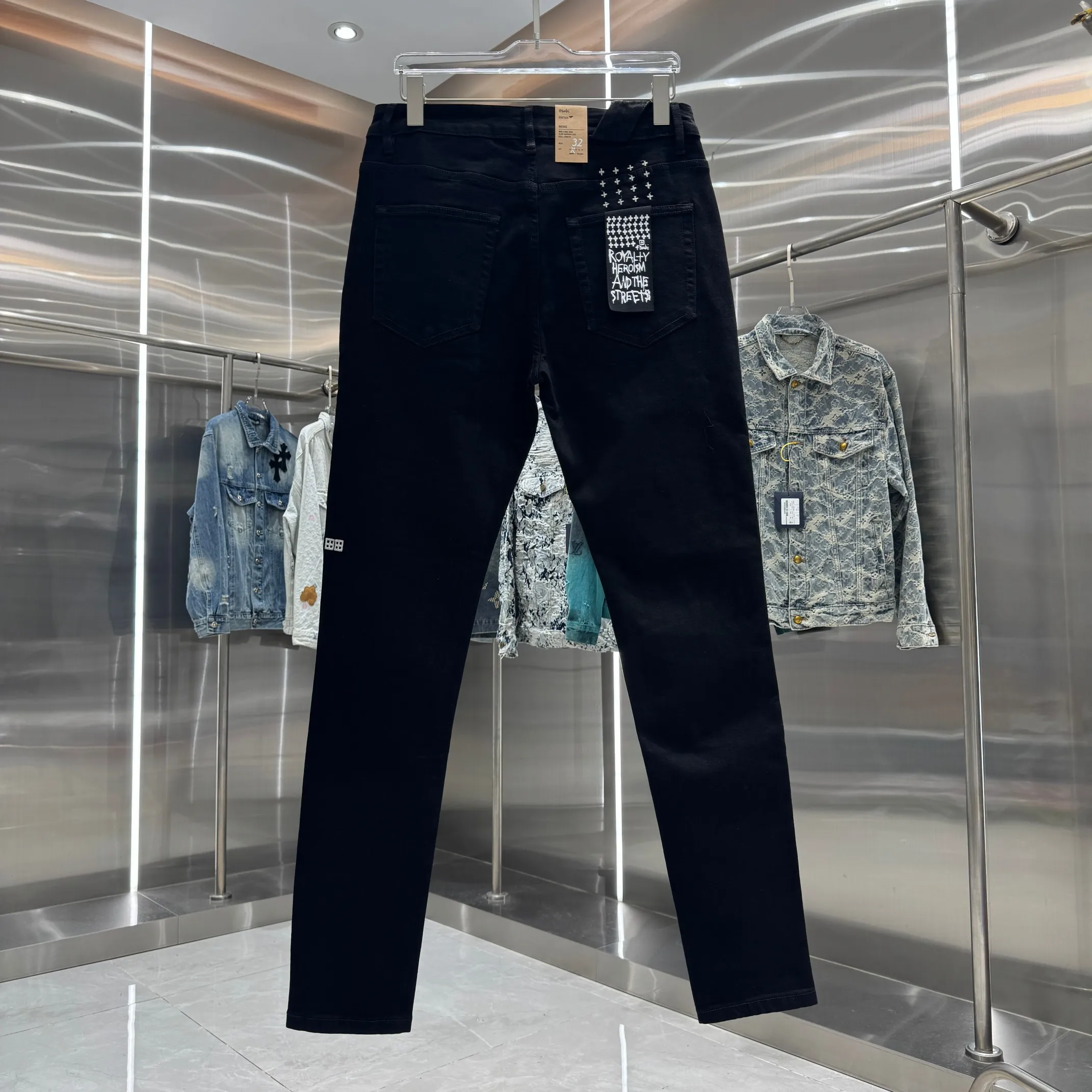 Back View Ksubi Distressed Ripped Slim Fit Jeans