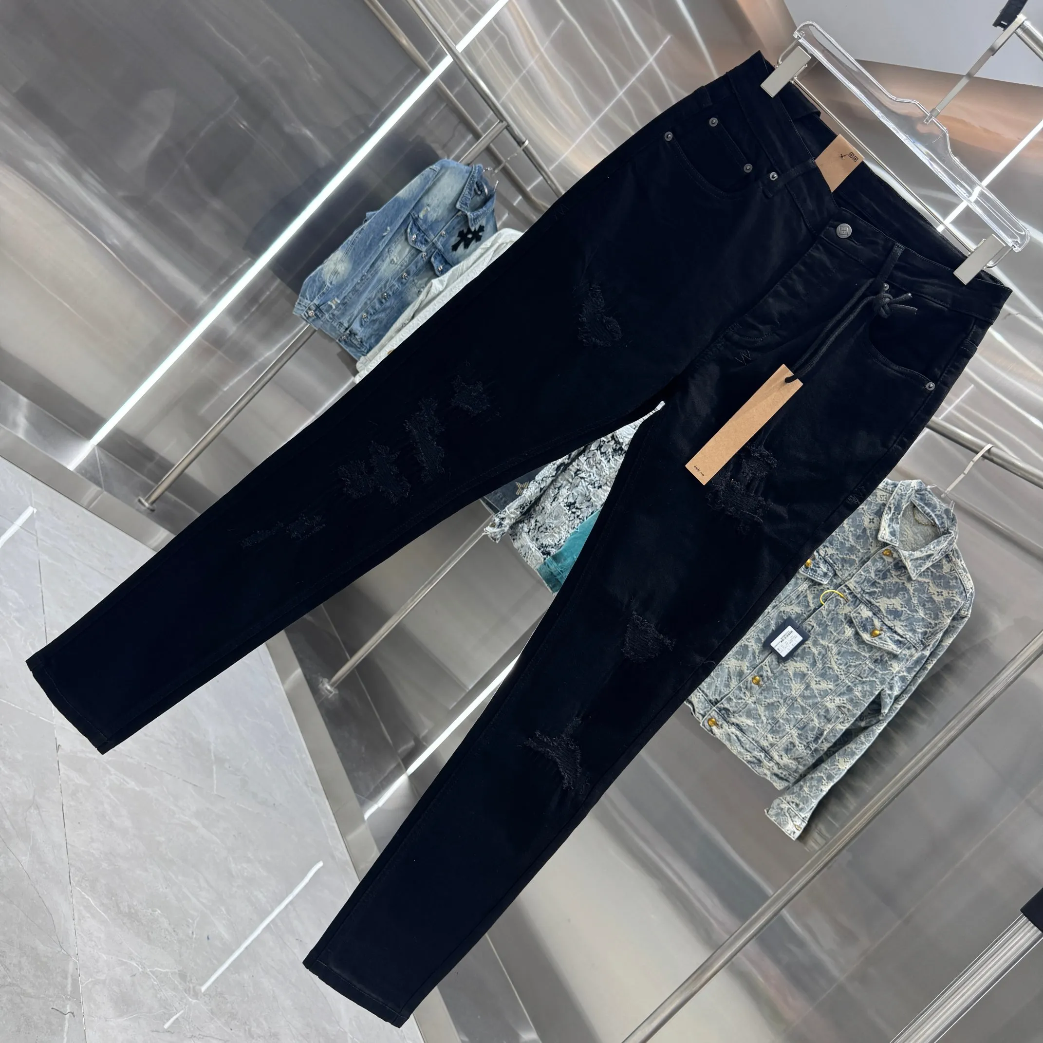 Ksubi Distressed Ripped Slim Fit Jeans Angeled View