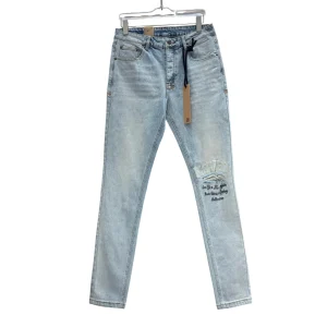 Ksubi Ripped Logo Embroidered Slim Fit Jeans
