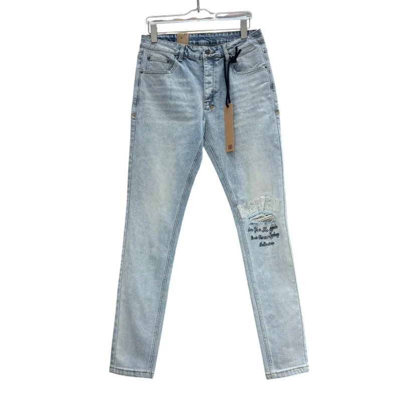 Ksubi Ripped Logo Embroidered Slim Fit Jeans