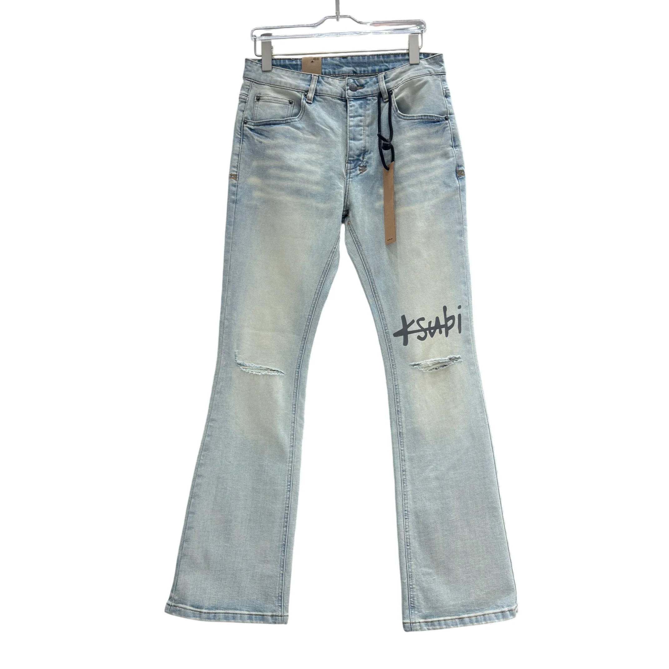 Ksubi Ripped Logo Flare Jeans